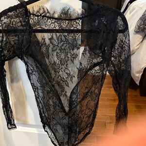 Lovers + Friends Black Lace Bodysuit